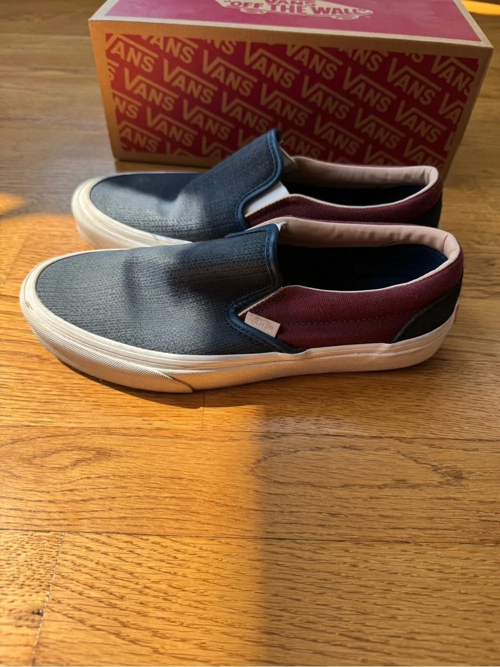 Vans Women’s Slip-On Two-Tone Navy and Burgundy
